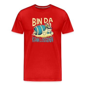 Lustiger Spruch Motiv - Männer Premium Bio T-Shirt - Rot - Vorne - Damien (186cm)