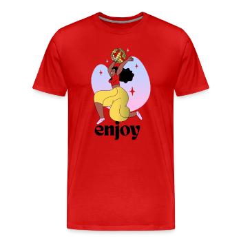 Femme dansante avec conception de boule disco - T-shirt bio Premium Homme - rouge - Devant - Damien (186cm)
