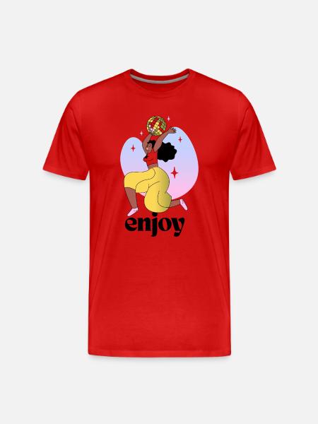 Tanzende Frau mit Discokugel-Design - Männer Premium Bio T-Shirt - Rot
