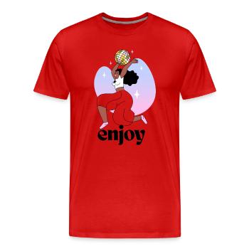 Fille dansante avec illustration de boule disco - T-shirt bio Premium Homme - rouge - Devant - Damien (186cm)
