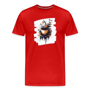 Coffee Coffee Coffee Lovers - Men's Premium Organic T-Shirt - red - Front - Damien (186cm)
