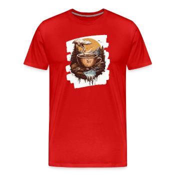 Coffee Coffee Coffee Lovers - Men's Premium Organic T-Shirt - red - Front - Damien (186cm)