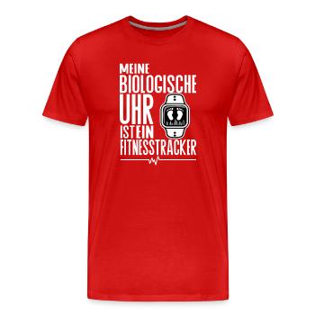 Meine biologische Uhr ist ein Fitnesstracker - Männer Premium Bio T-Shirt - Rot - Vorne - Damien (186cm)