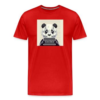 Panda Mugshot – Pris avec des animaux ! - T-shirt bio Premium Homme - rouge - Devant - Damien (186cm)