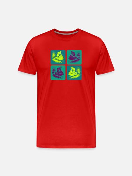 Jet Ski Splash Art – Neon Ride - Men's Premium Organic T-Shirt - red