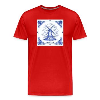 Delft blue windmill tile - Men's Premium Organic T-Shirt - red - Front - Damien (186cm)