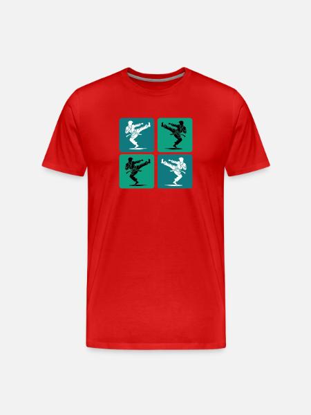 Karate Silhouette – Retro Style - Men's Premium Organic T-Shirt - red