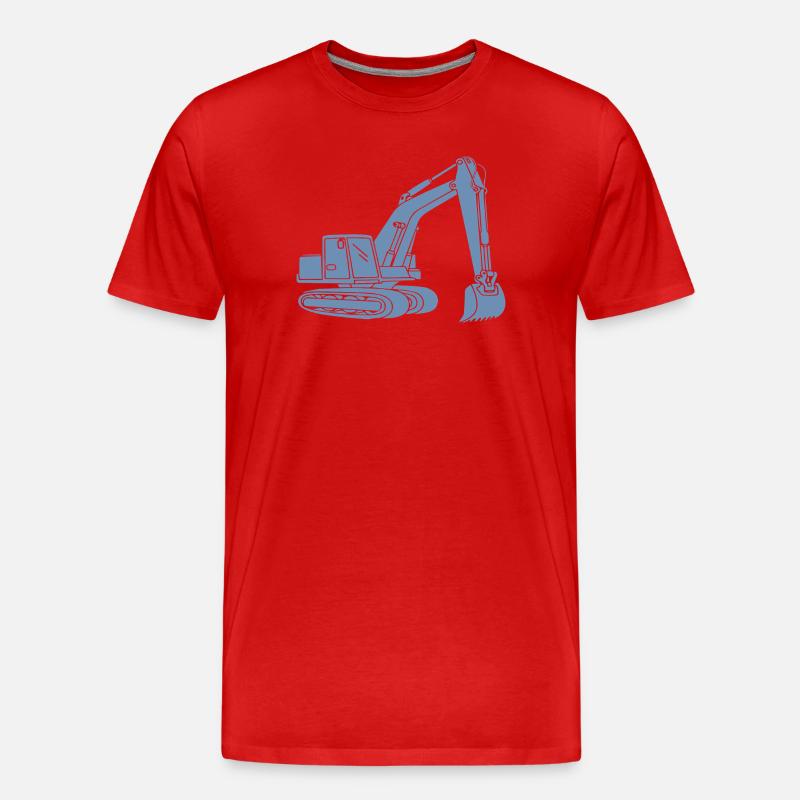 Bagger Silhouette Baugeräteführer Tiefbau - Männer Premium Bio T-Shirt - Rot