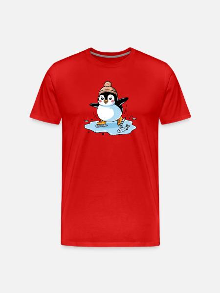 Skating Penguin - Men's Premium Organic T-Shirt - red