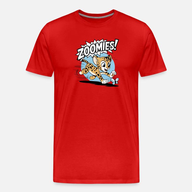 Zoomies – Guépard à la poursuite d’un papillon - T-shirt bio Premium Homme - rouge