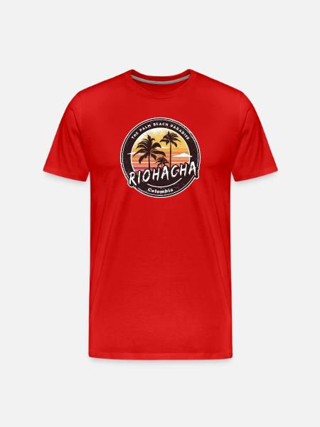Riohacha Palm Trees Beach Design - Men's Premium Organic T-Shirt - red