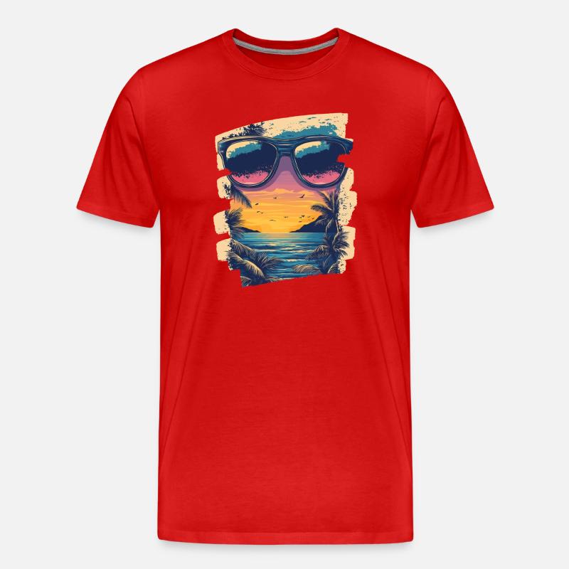 Sonnenbrille Sommer Palmen - Männer Premium Bio T-Shirt - Rot
