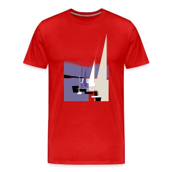 Sailboats in the evening harbour - Men's Premium Organic T-Shirt - red - Front - Damien (186cm)