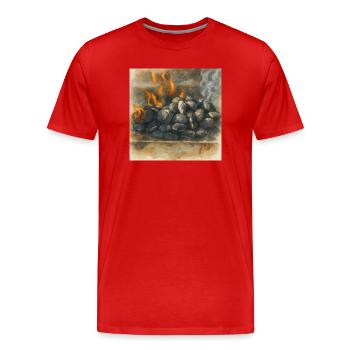 Motif de barbecue avec des braises et une flamme - Aquarelle - T-shirt bio Premium Homme - rouge - Devant - Damien (186cm)