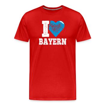I Love Freistaat Bayern - Männer Premium Bio T-Shirt - Rot - Vorne - Damien (186cm)
