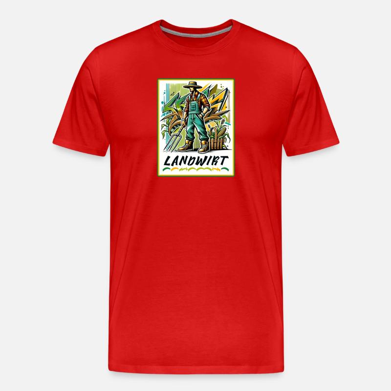 Stolzer Landwirt im Graffiti Style - Männer Premium Bio T-Shirt - Rot