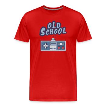 Old school - T-shirt bio Premium Homme - rouge - Devant - Damien (186cm)