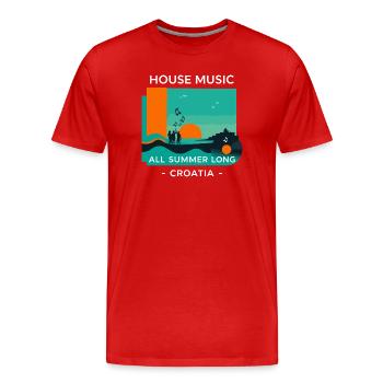 Croatia House Music - Men's Premium Organic T-Shirt - red - Front - Damien (186cm)