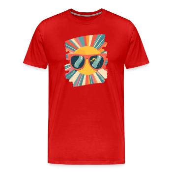 Soleil d’été Rétro - T-shirt bio Premium Homme - rouge - Devant - Damien (186cm)