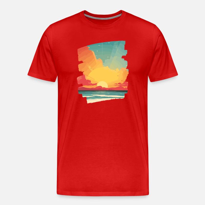 Coucher de soleil d’été - T-shirt bio Premium Homme - rouge