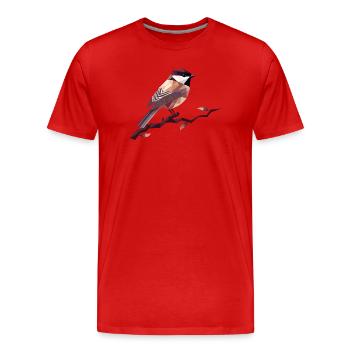 Geometric Songbird – Elegant Polygon Art - Men's Premium Organic T-Shirt - red - Front - Damien (186cm)