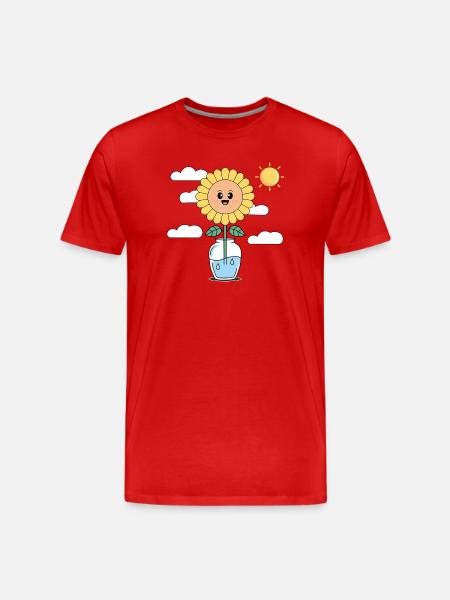 SunflowerInWaterVase - Men's Premium Organic T-Shirt - red