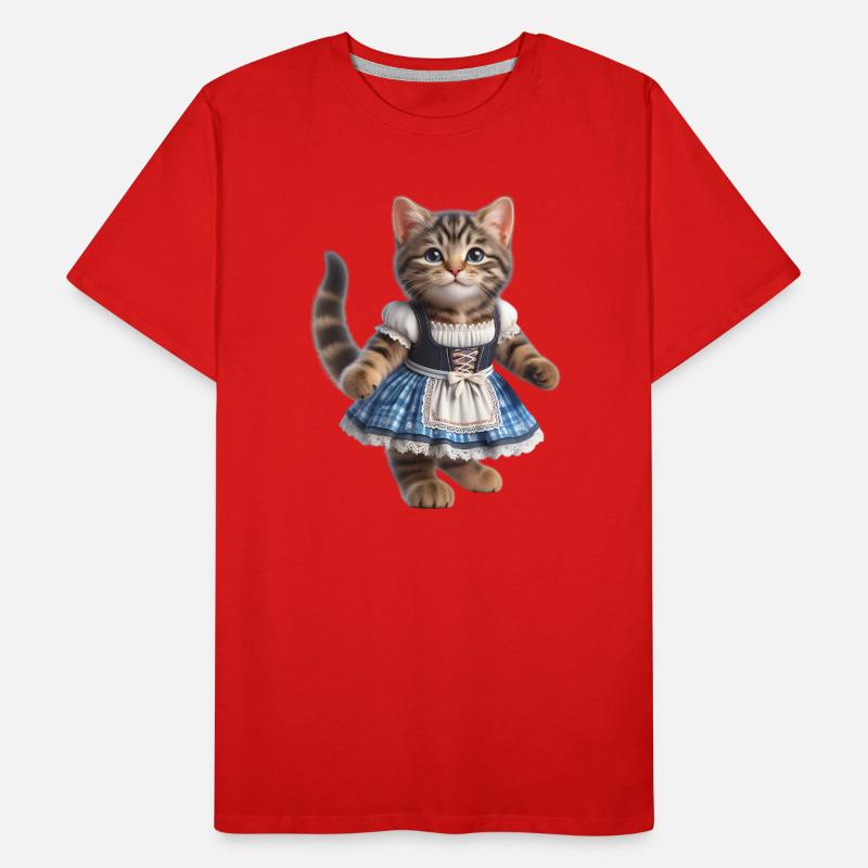 Mignon petit chat en dirndl T-shirt bio Premium Homme