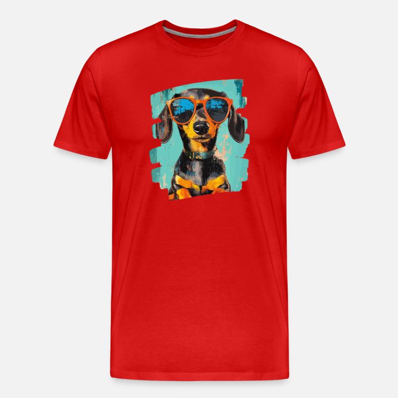 Dackel Dachshund - Männer Premium Bio T-Shirt - Rot