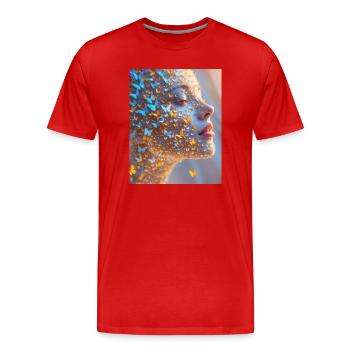 Art du visage de papillon - T-shirt bio Premium Homme - rouge - Devant - Damien (186cm)