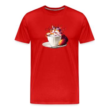 Bunter Farbzauber Katze Milchtasse - Männer Premium Bio T-Shirt - Rot - Vorne - Damien (186cm)