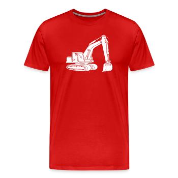 Pelle Silhouette Opérateur d’engins de construction Génie civil - T-shirt bio Premium Homme - rouge - Devant - Damien (186cm)