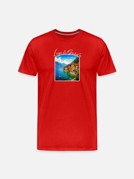 Gardasee, Lago di Garda - Männer Premium Bio T-Shirt - Rot