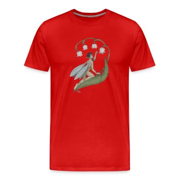 Pixie mit Maiglöckchen - Männer Premium Bio T-Shirt - Rot - Vorne - Damien (186cm)