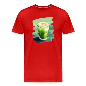 Matcha Latte Liebhaber Grüntee - Männer Premium Bio T-Shirt - Rot - Vorne - Damien (186cm)