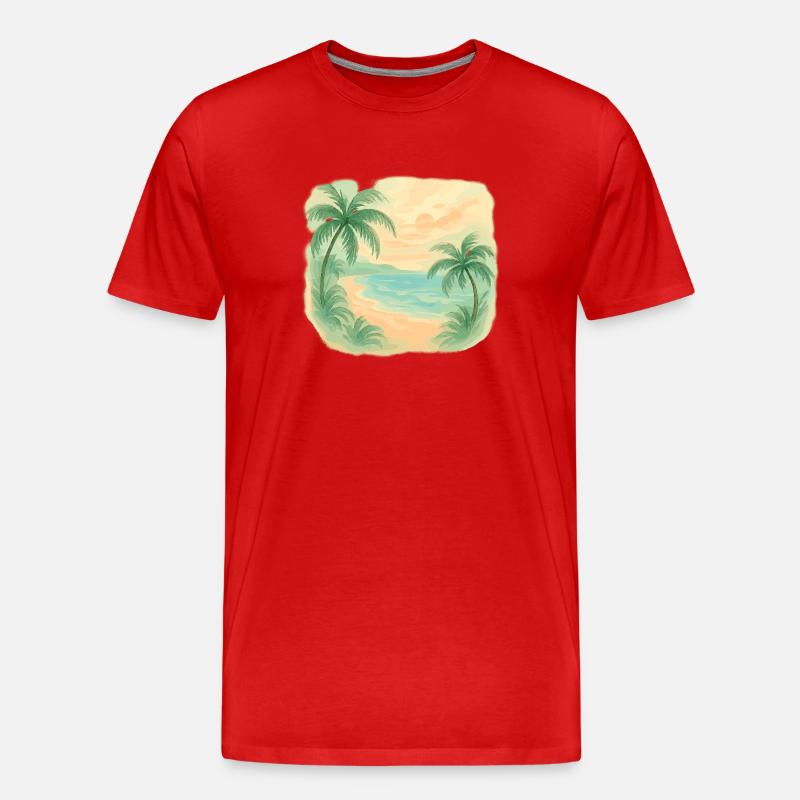 Tropischer Strandzauber - Männer Premium Bio T-Shirt - Rot