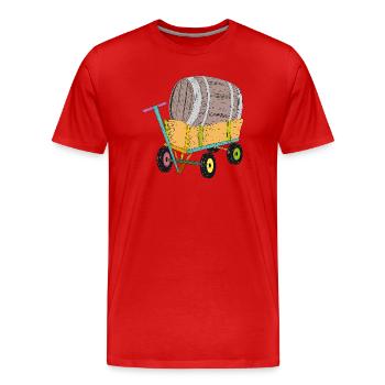 Charrette à bras avec tonneau de bière – Motif amusant de la fête des pères - T-shirt bio Premium Homme - rouge - Devant - Damien (186cm)