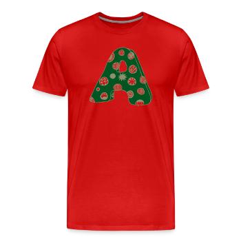 Buchstabe A mit Charakter in grün - Männer Premium Bio T-Shirt - Rot - Vorne - Damien (186cm)
