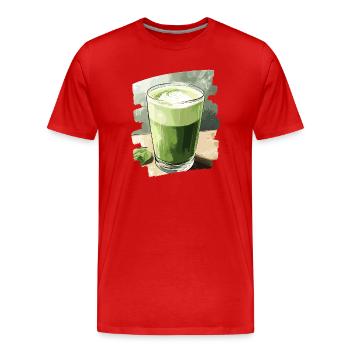 Matcha Latte Lover Green Tea - Men's Premium Organic T-Shirt - red - Front - Damien (186cm)