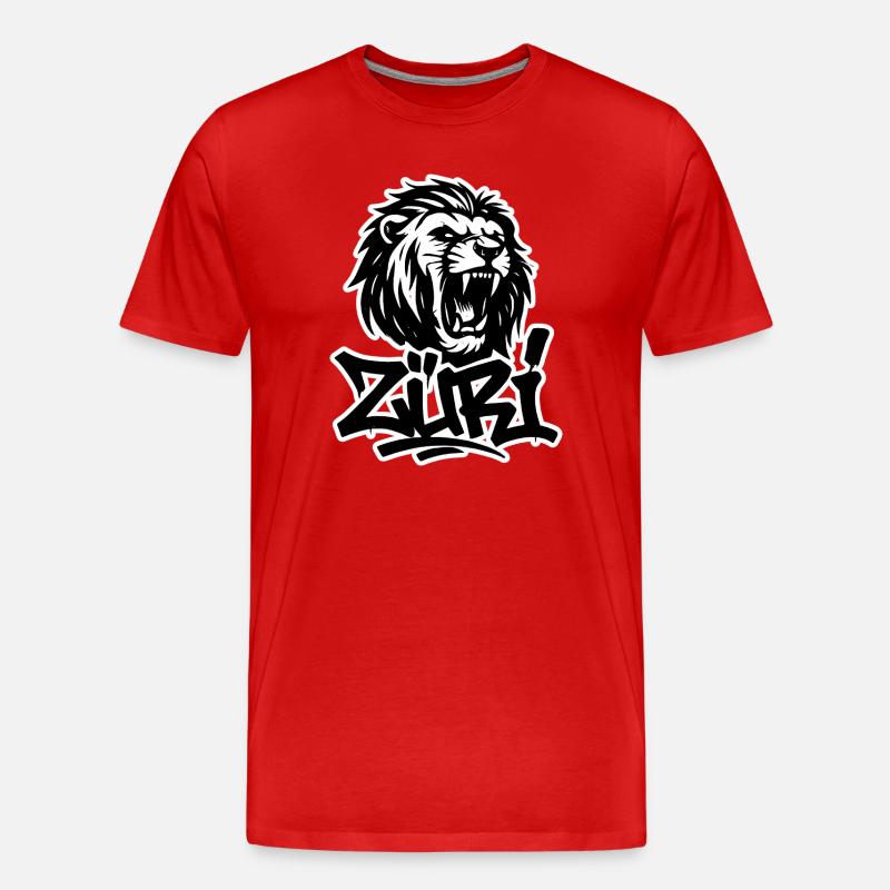 Zürich Graffiti Löwe - Männer Premium Bio T-Shirt - Rot