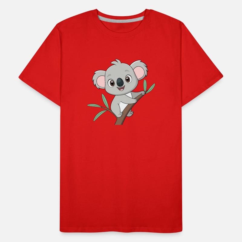 Bébé koala joyeux sur une branche T-shirt bio Premium Homme