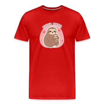 Maman super paresseuse - T-shirt bio Premium Homme - rouge - Devant - Damien (186cm)