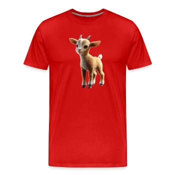 Chèvre Chèvre domestique Capricorne Chèvre Chèvre Chèvre mignonne - T-shirt bio Premium Homme - rouge - Devant - Damien (186cm)