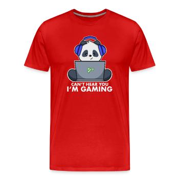 Gaming Panda cute - can't hear you I'm gaming - Men's Premium Organic T-Shirt - red - Front - Damien (186cm)