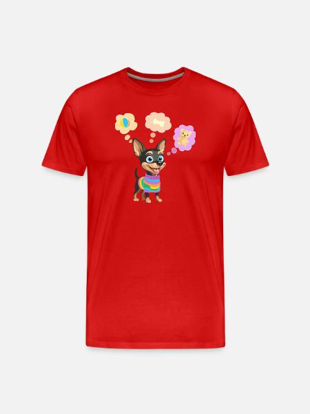 Süßer Hund im Regenbogenpullover für Kinder - Männer Premium Bio T-Shirt - Rot