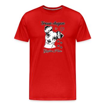 Hundemotiv: Treue Augen, Großes Herz - Männer Premium Bio T-Shirt - Rot - Vorne - Damien (186cm)