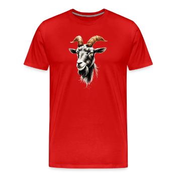 Chèvre Chèvre domestique Capricorne Chèvre Chèvre Chèvre mignonne - T-shirt bio Premium Homme - rouge - Devant - Damien (186cm)