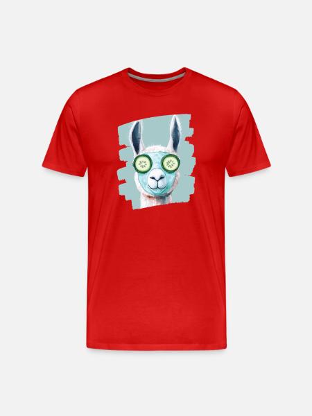 Llama Alpaca Beauty Selfcare Mask - Men's Premium Organic T-Shirt - red