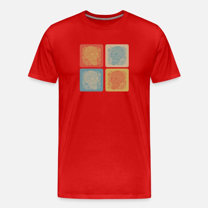 Totenkopf – Mexiko Design - Männer Premium Bio T-Shirt - Rot