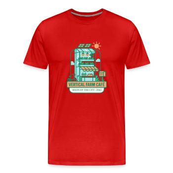 Vertical Farm Café - Men's Premium Organic T-Shirt - red - Front - Damien (186cm)