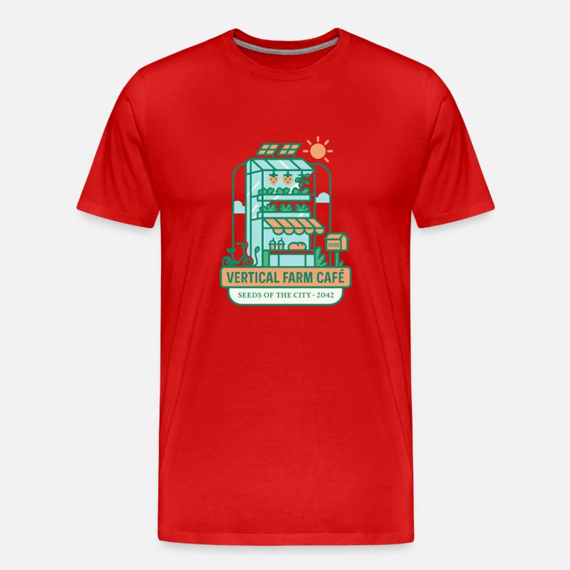Vertical Farm Café - Männer Premium Bio T-Shirt - Rot